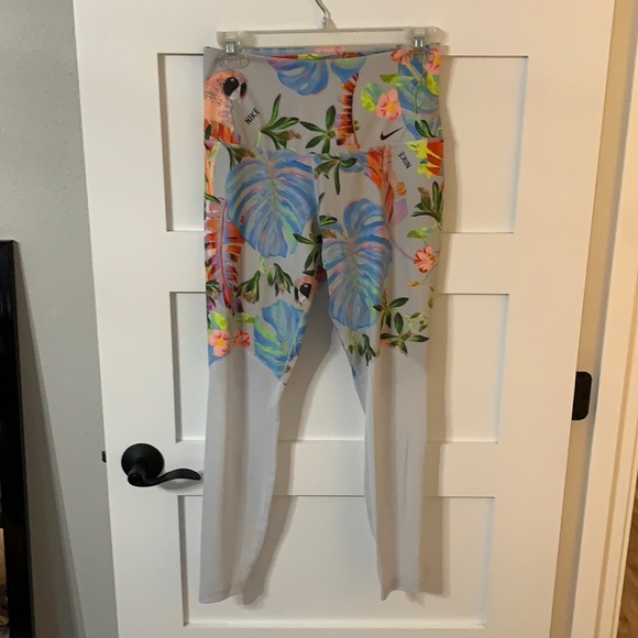 Nike Power Hyper Femme 7/8 Training Tights Medium Pure Platinum Ankle Leggings - Picture 7 of 16